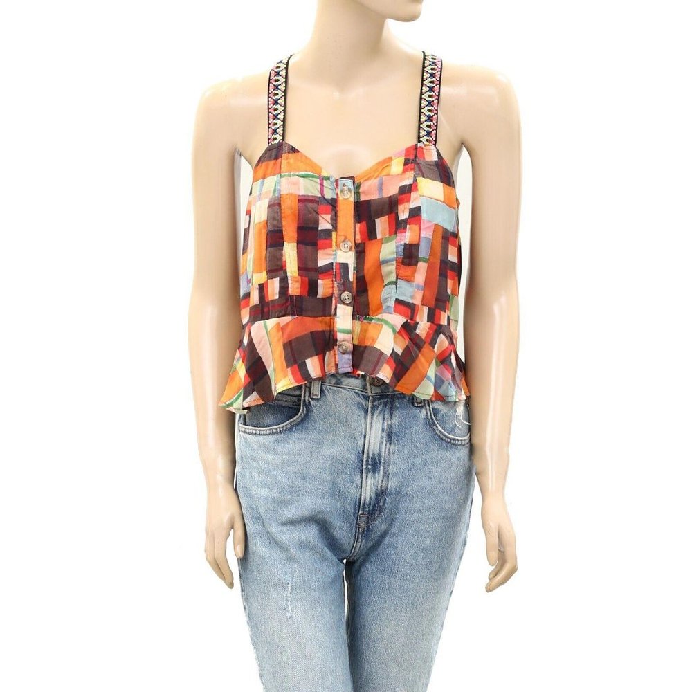 Pilcro Anthropologie Buttondown Embroidered Peplu… - image 1